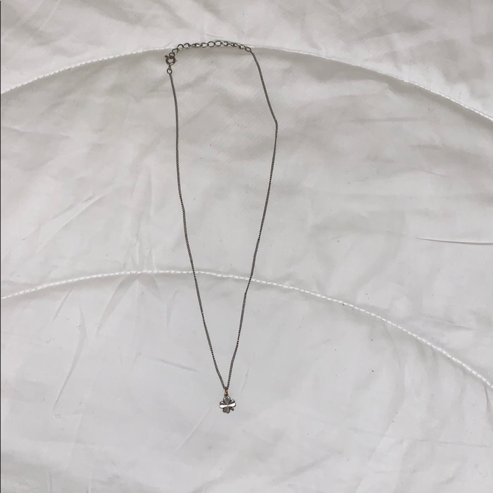 Silver four leaf clover necklace